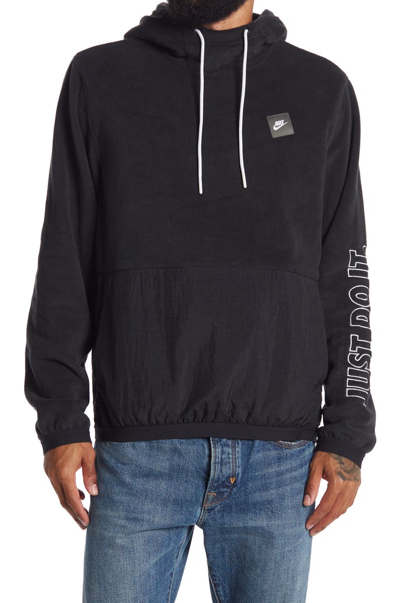 Nike Sportswear Just Do It Embroidered Polar Fleece Pullover Hoodie, Main, color, 