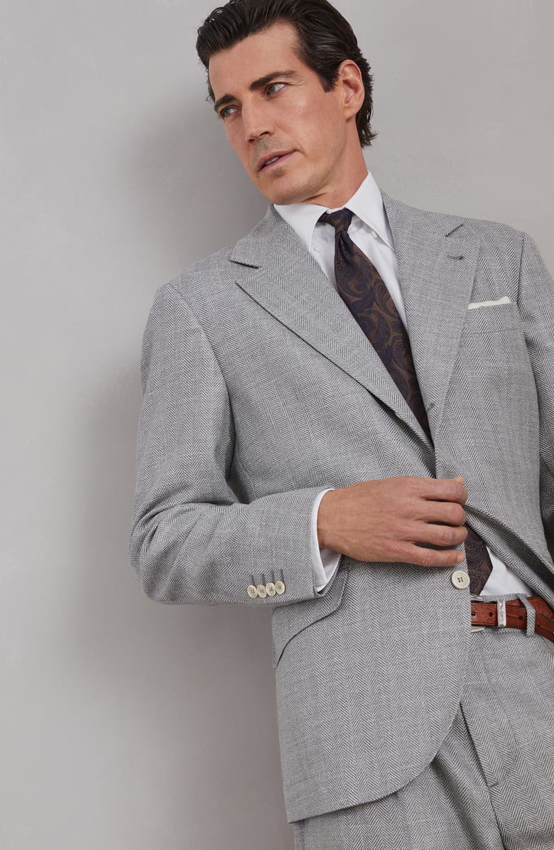 Brunello Cucinelli Chevron unconstructed Cavallo blazer, Alternate, color,