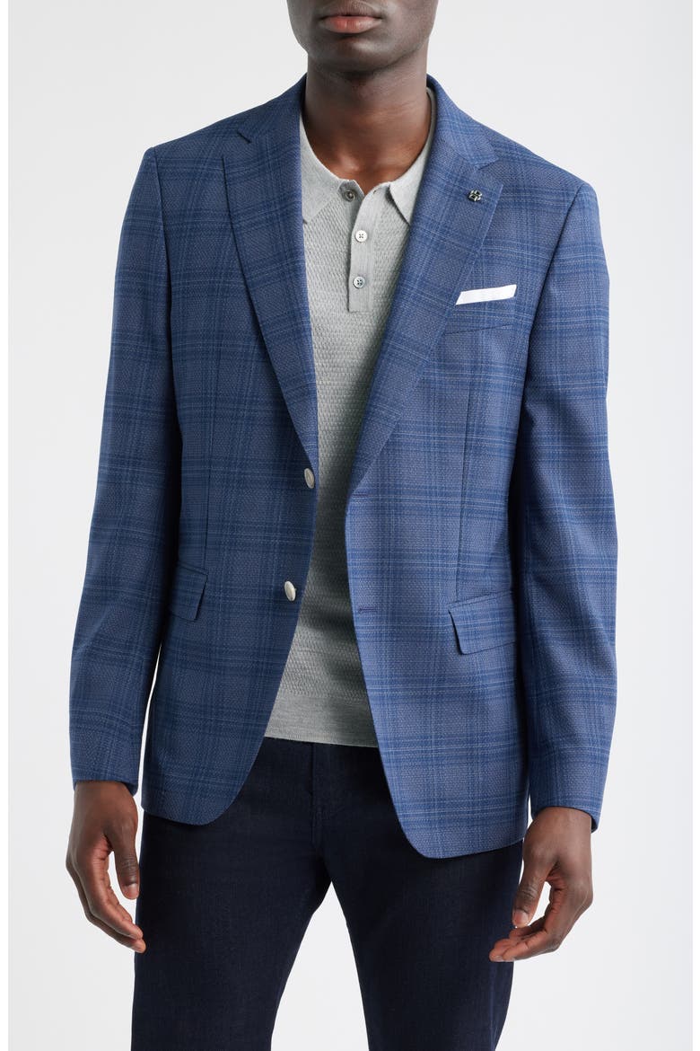 Hutson Slim Fit Plaid Sport Coat, Main, color, DARK BLUE