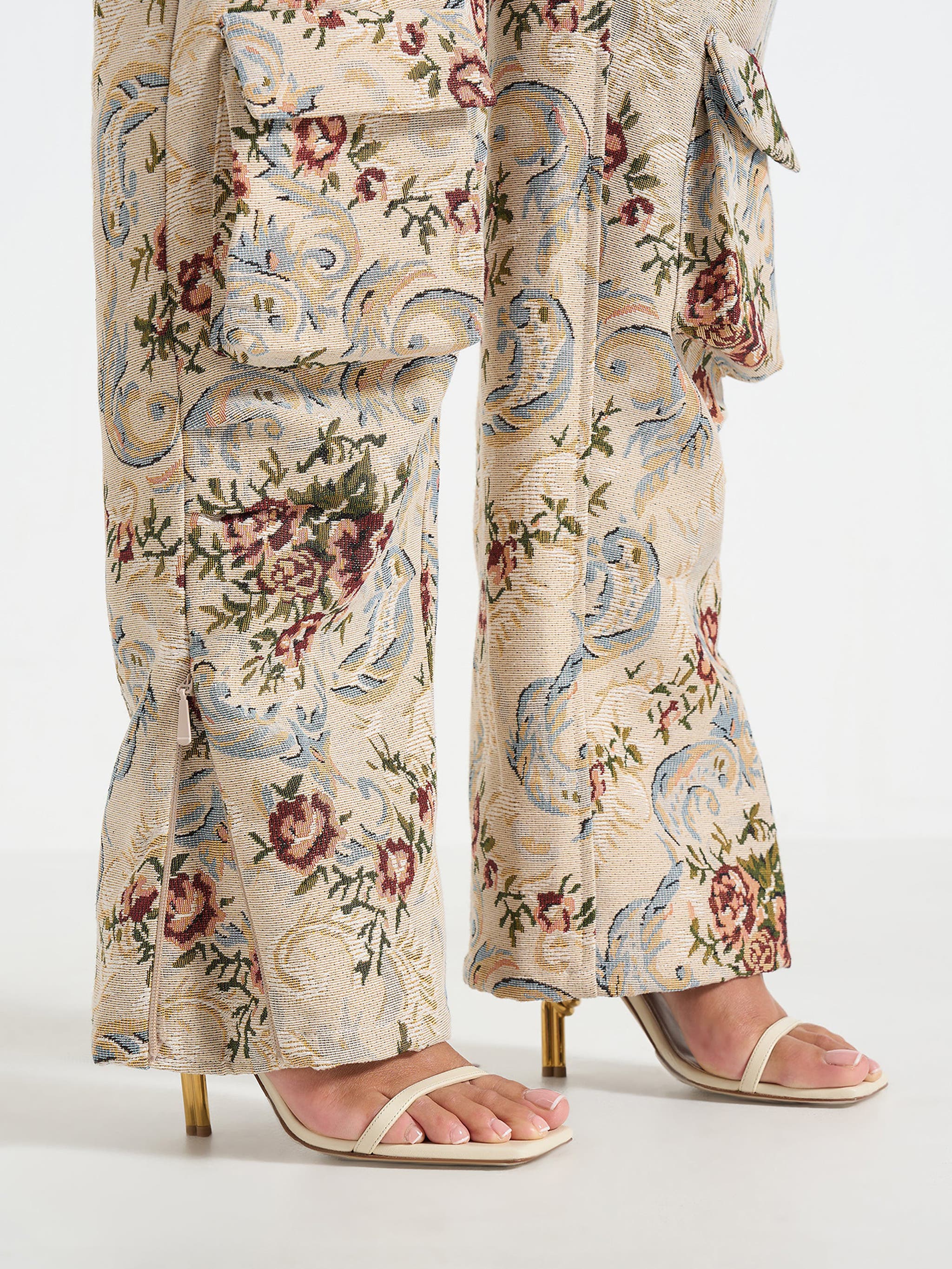 Emilie High Waisted Tapestry Cargo Pants - image 2