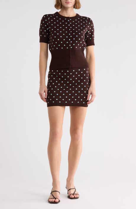 Polka Dot Cardigan & Skirt Sweater Set