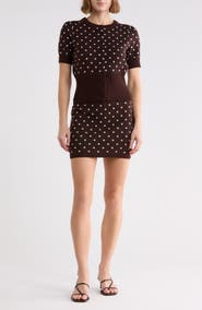 Madden Girl Polka Dot Cardigan & Skirt Sweater Set