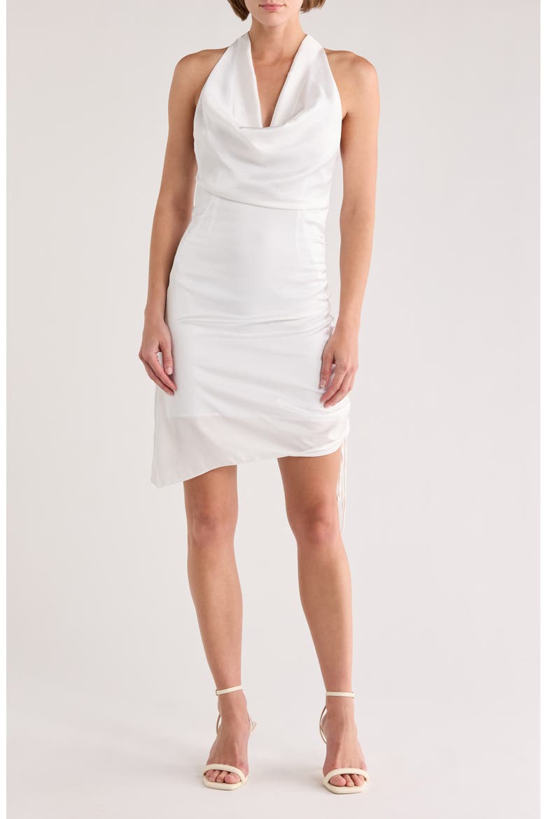 Cowl Neck Side Scruch Minidress, Main, color, IVORY