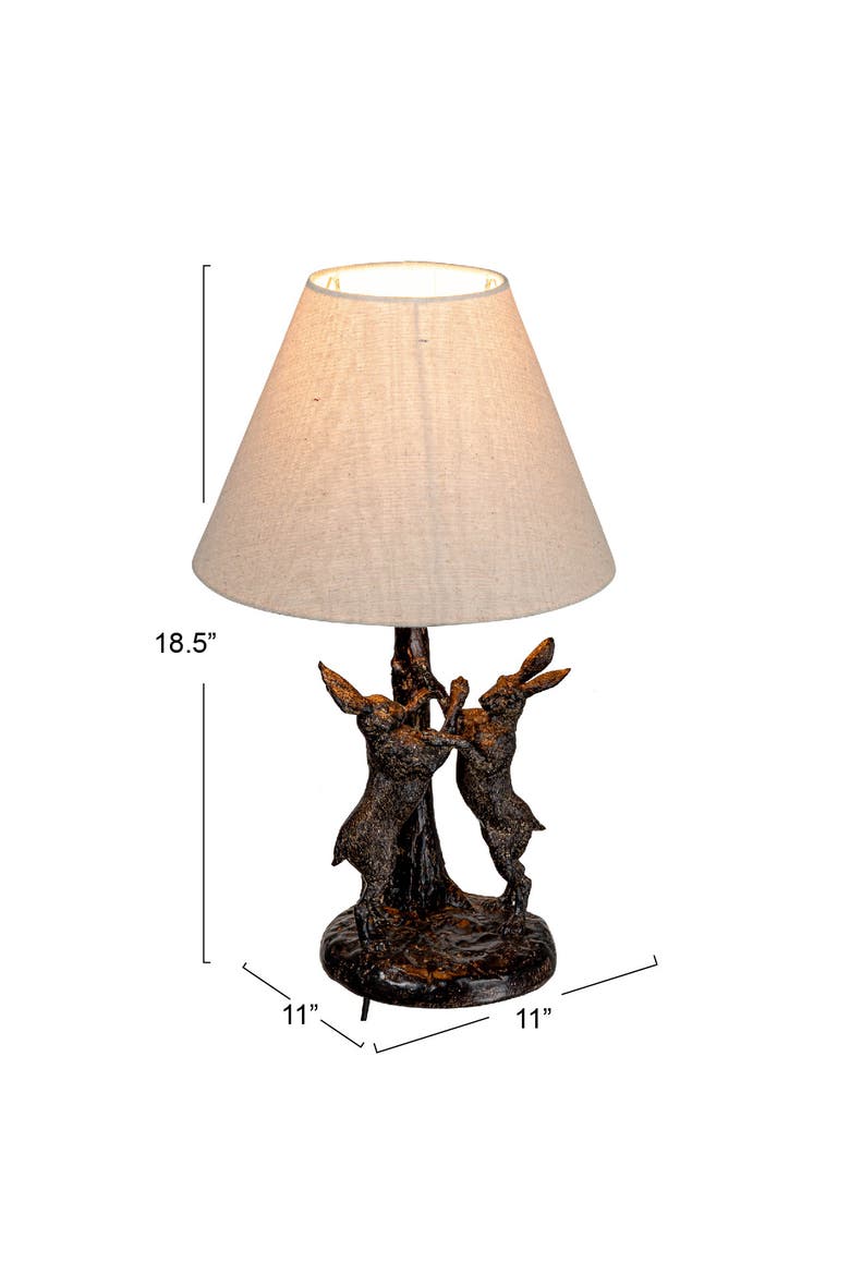 Bunny Rabbit Table Lamp with Linen Empire Shade, Brown and Natural, Alternate, color, Brown