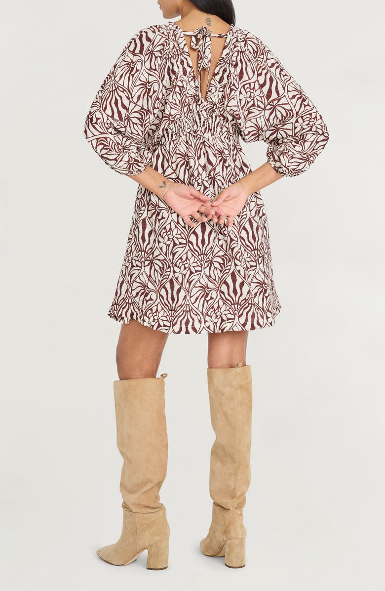 The Good Journey Print Empire Waist Minidress, Alternate, color, Cream/ Brown