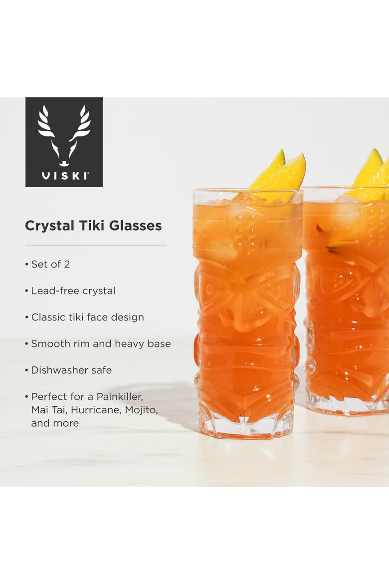 Pacific Crystal Tiki Glasses Set of 2, Alternate, color, Clear