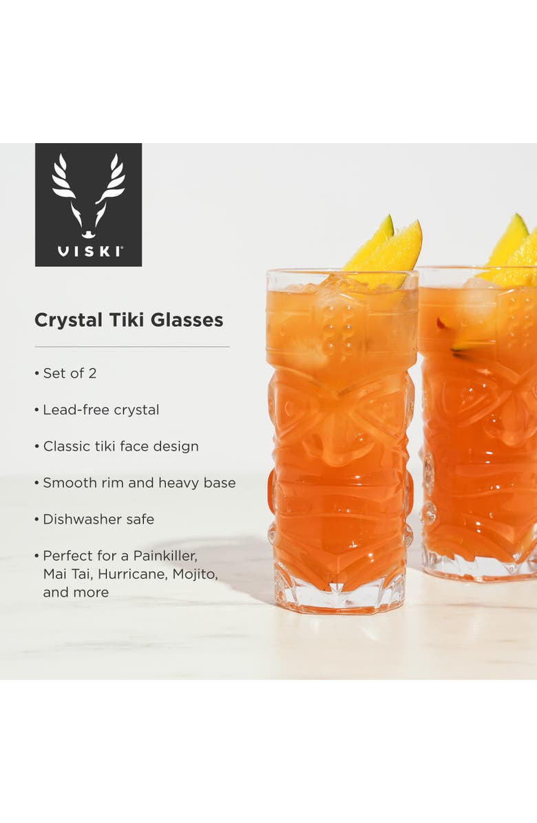 Viski Pacific Crystal Tiki Glasses Set of 2, Alternate, color, Clear