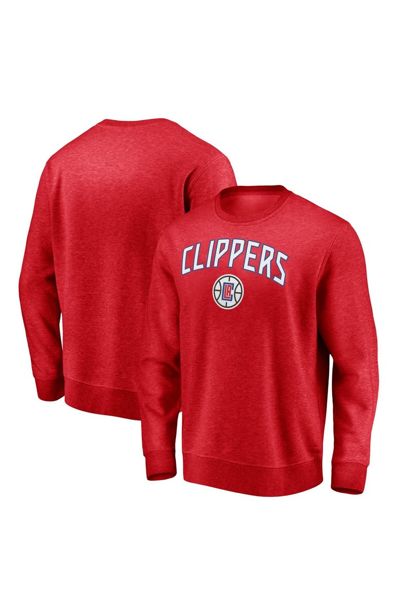 FANATICS Men's Fanatics Branded Red LA Clippers Game Time Arch Pullover Sweatshirt, Main, color, 