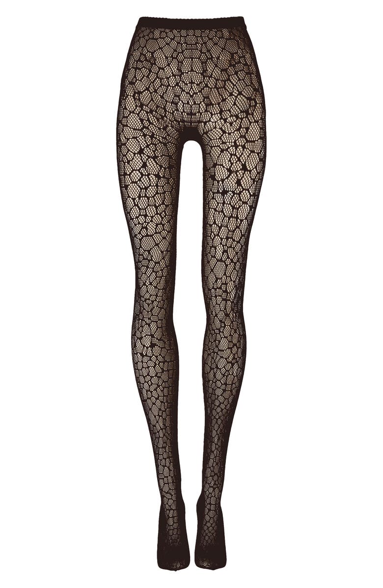 Wolford Reptile Net Tights, Alternate, color, Black