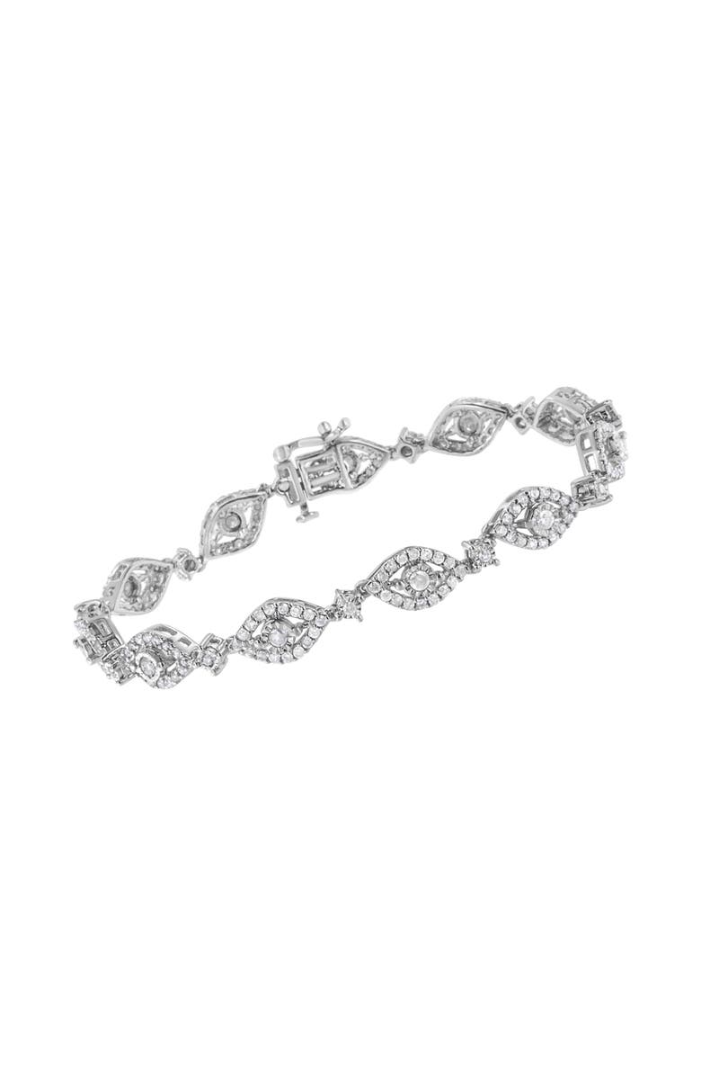 Haus of Brilliance Silver 2 1/2 Cttw Diamond Pear Shaped and Bezel Link Bracelet, Alternate, color, White