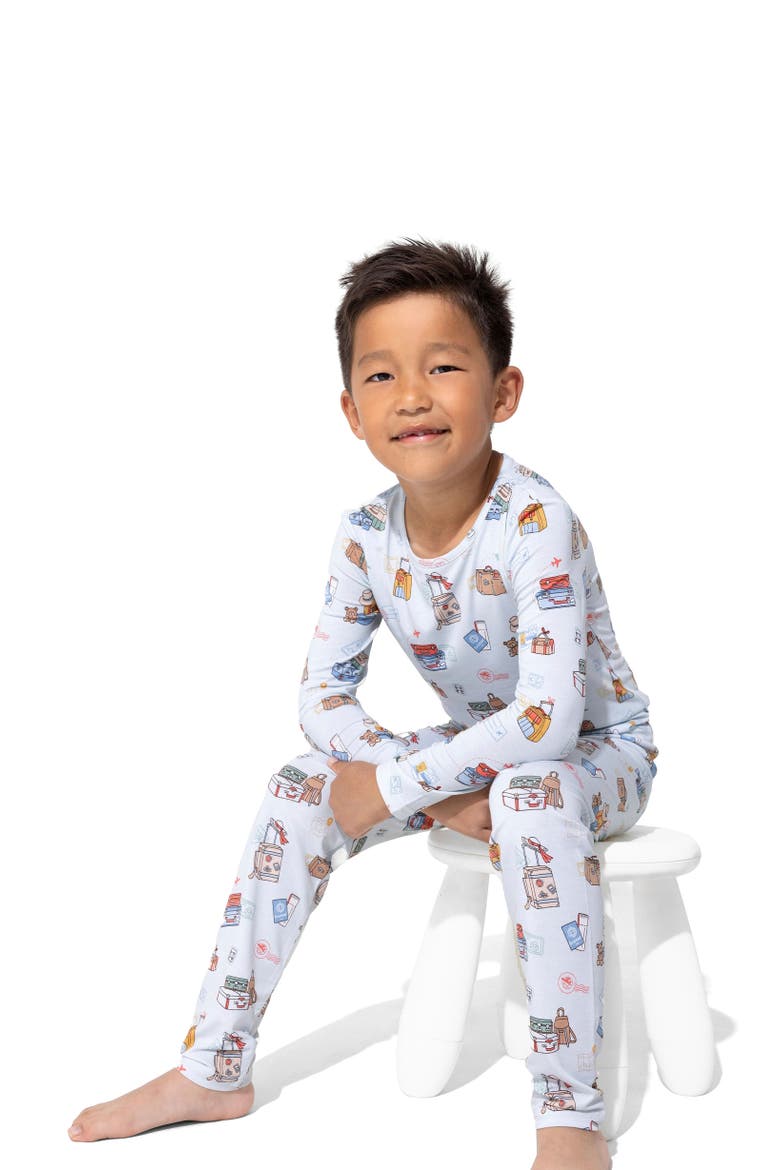 Kids' Vintage Suitcases Set of 2 Piece Pajamas, Alternate, color, Vintage Suitcases