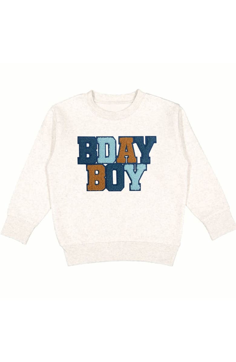 Sweet Wink Birthday Boy Patch Sweatshirt, Main, color, Natural