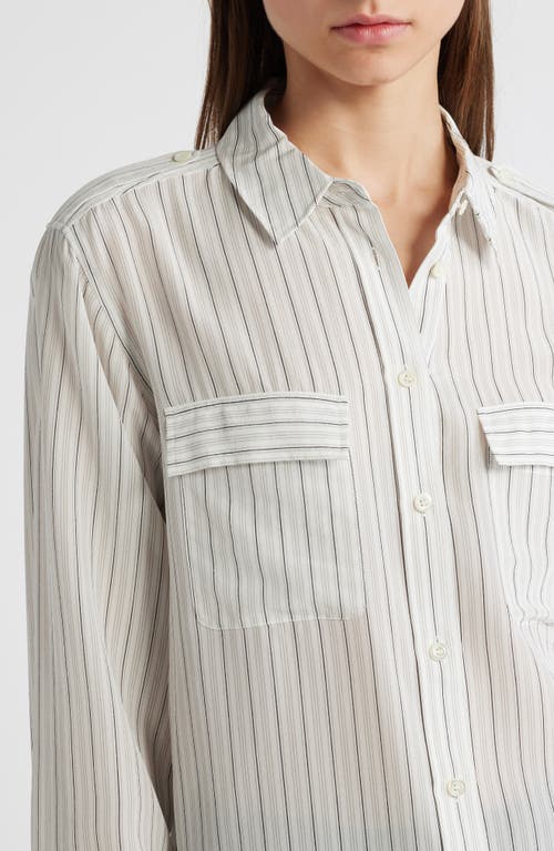 Frame Stripe Silk Button-up Shirt In Cream Multi
