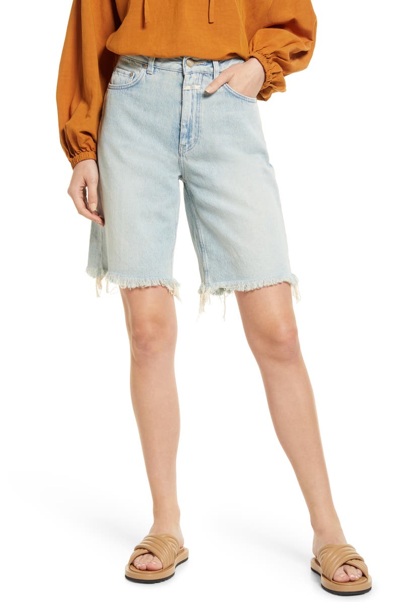 Closed Straight Leg Long Denim Shorts, Main, color, 
