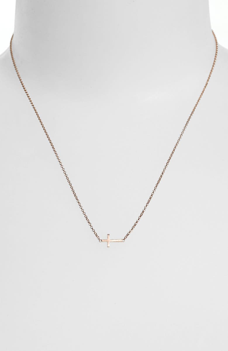 Dogeared 'Reminder - Faith' Sideways Cross Pendant Necklace, Alternate, color,