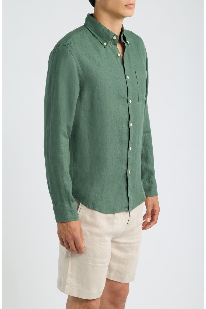 Playa Linen Button-Down Shirt, Alternate, color, PINE