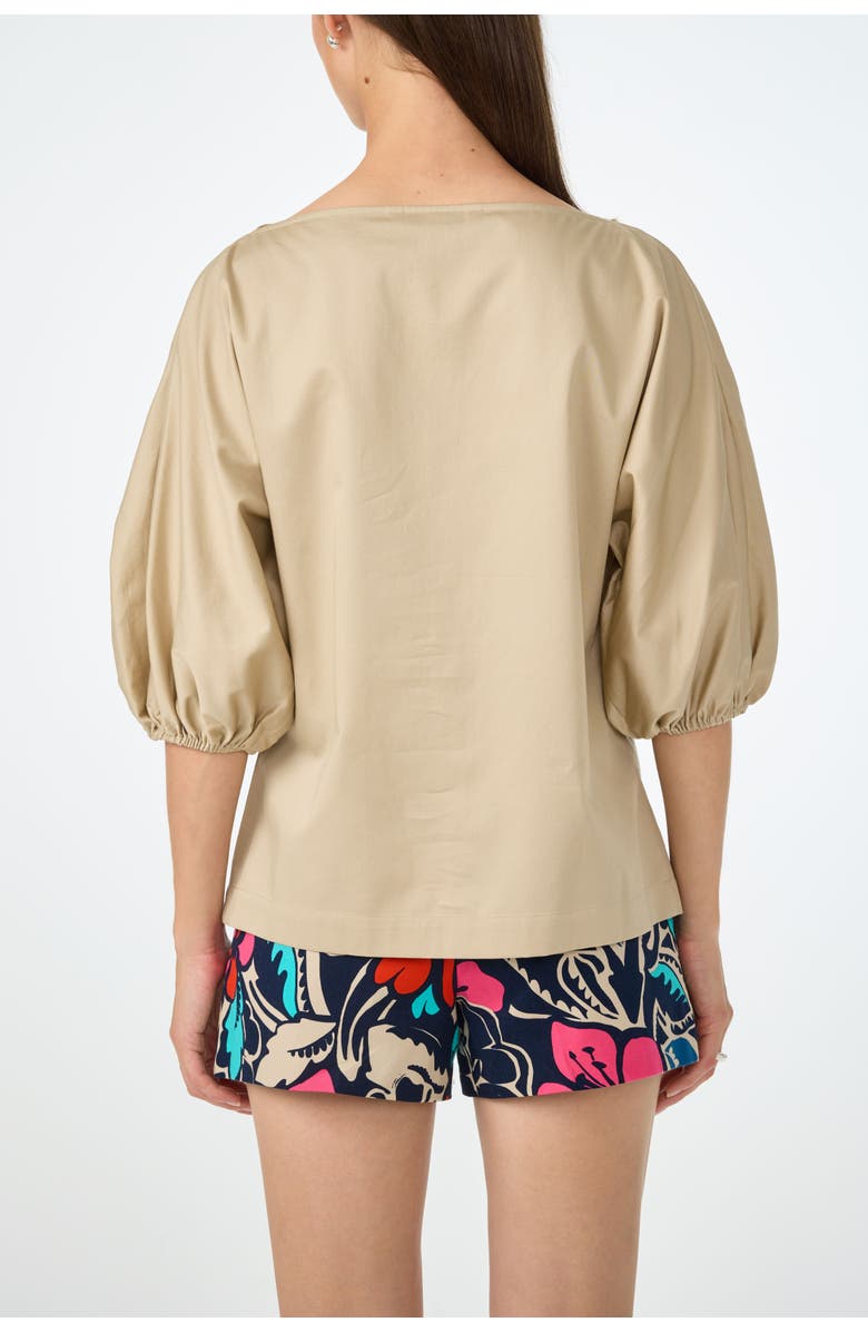 Trina Turk Grady Puff Sleeve Pleated Top, Alternate, color, Biarritz Beige