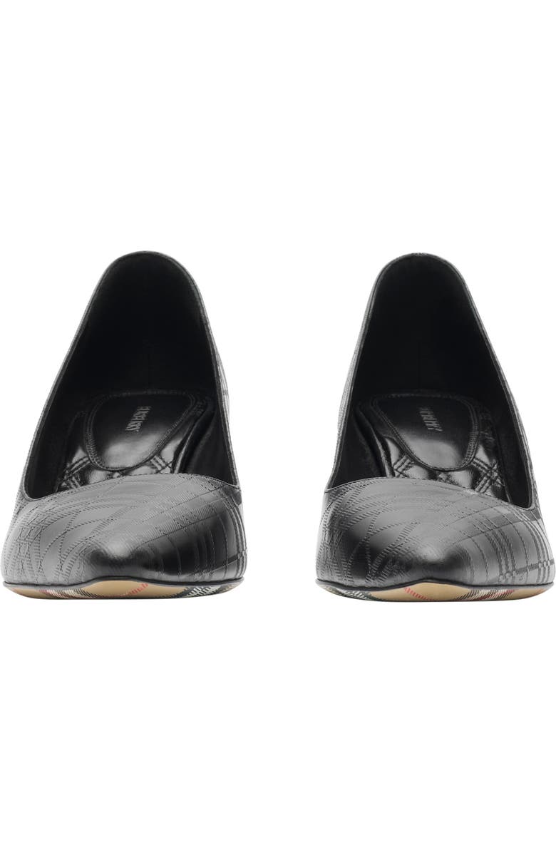 Burberry Check Leather Dame Low Pumps, Alternate, color, Black