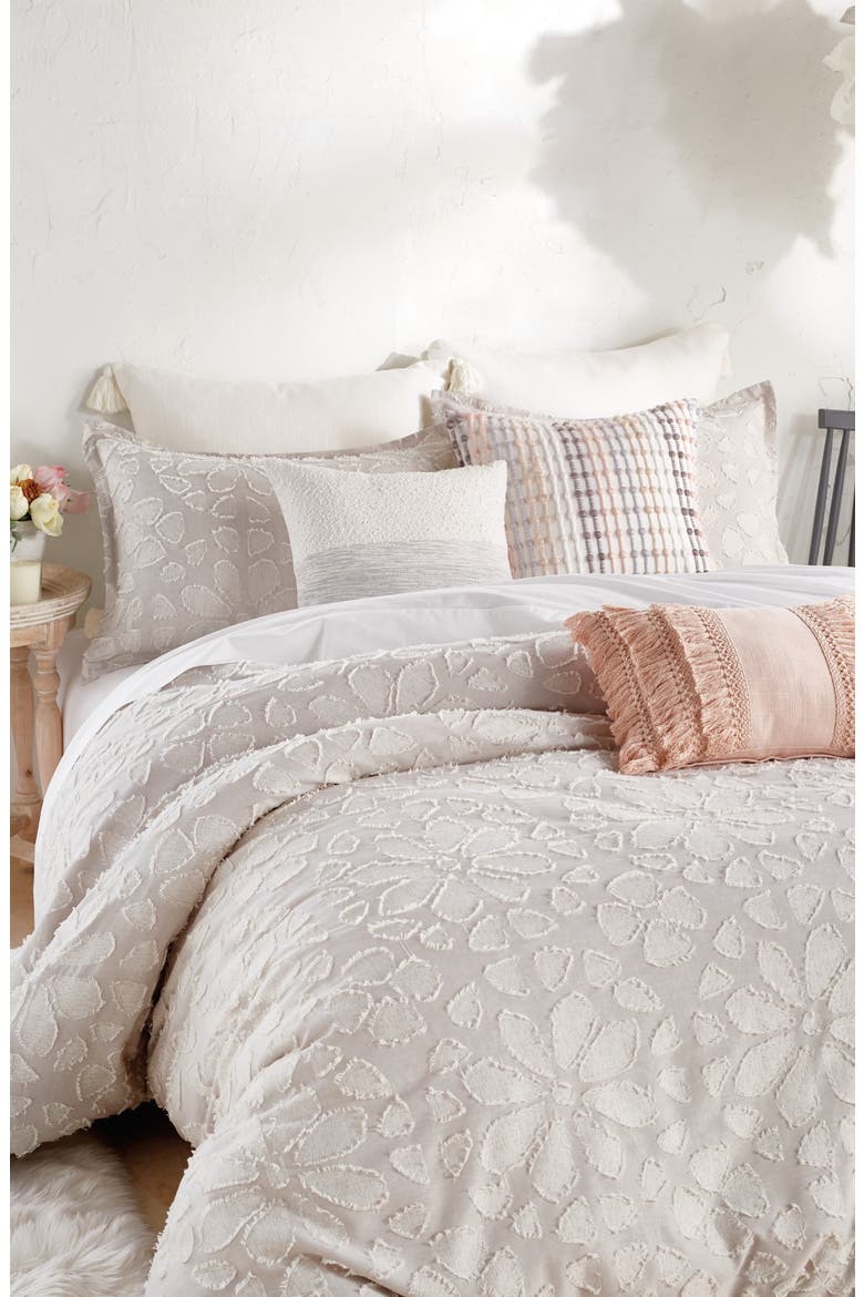 Clipped Floral Comforter & Sham Set, Main, color, NATURAL