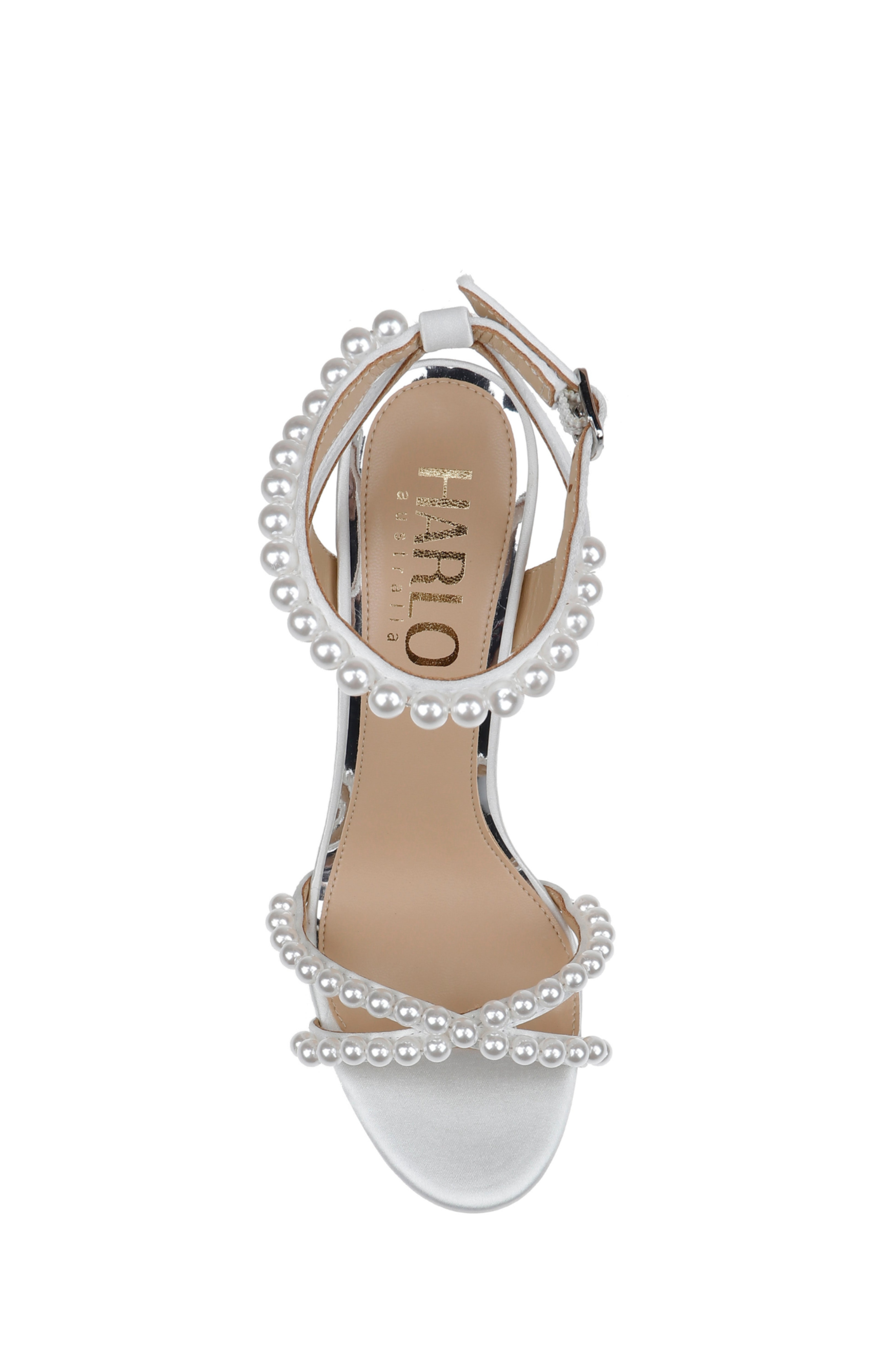 HARLO Eva Bridal Platform Block Heel with Pearl Detail, Alternate, color, Soft White Satin