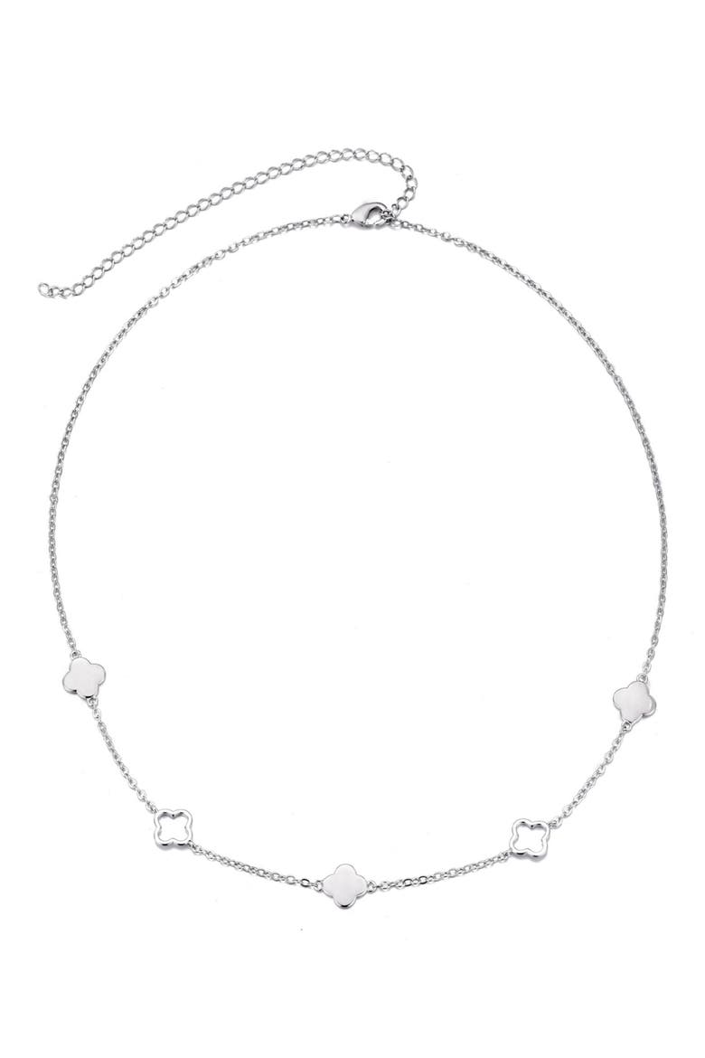Clover Station Chain Necklace, Alternate, color, SILVER
