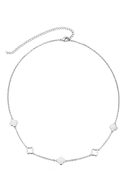 Adornia Silver Plated Clover Station Necklace In Silver