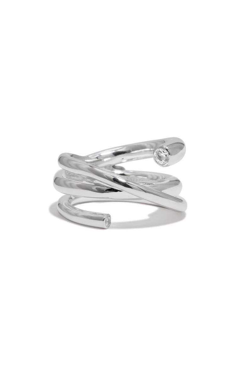 Coil Cubic Zirconia Ring, Alternate, color, SILVER PLATED