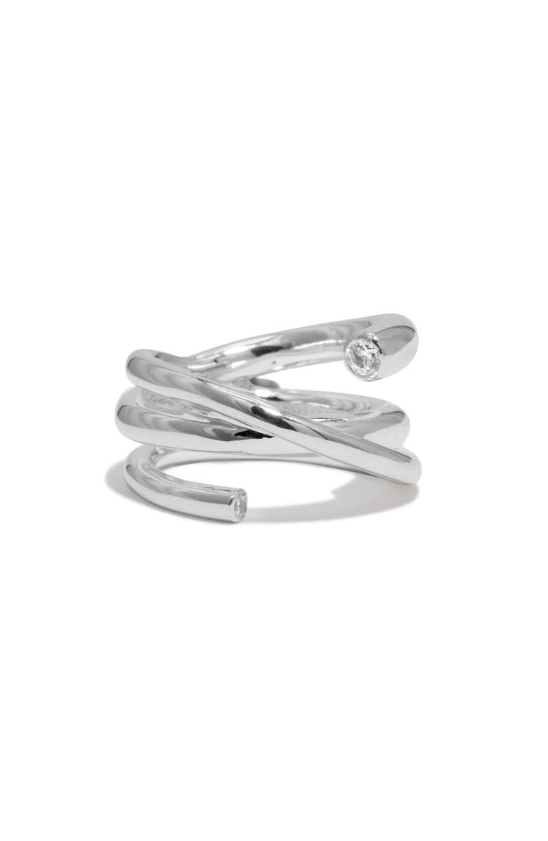 COMPLETEDWORKS Coil Cubic Zirconia Ring, Alternate, color, Silver Plated
