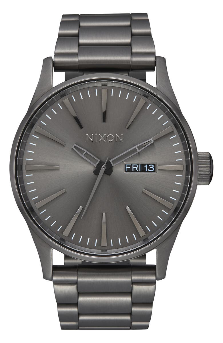 Nixon Sentry Bracelet Watch, 42mm, Main, color, Gunmetal