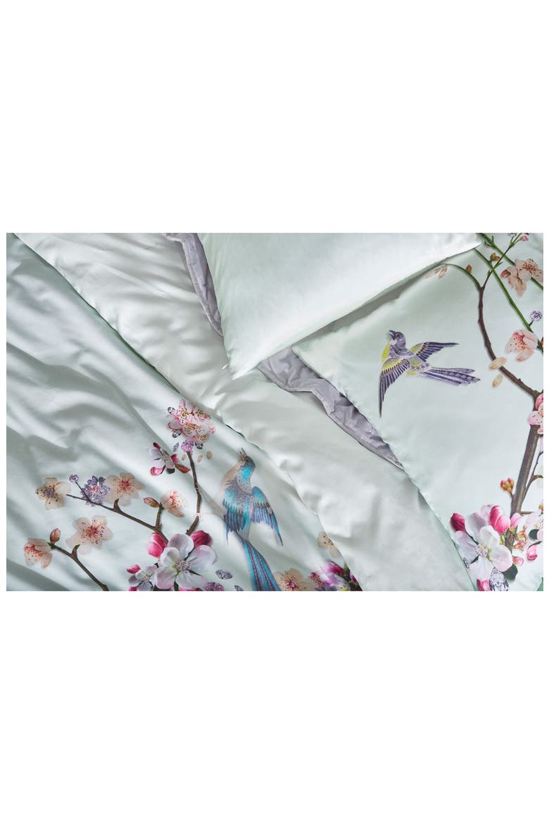 Cherry Blossom Print Duvet Cover & Sham Set, Alternate, color, MINT