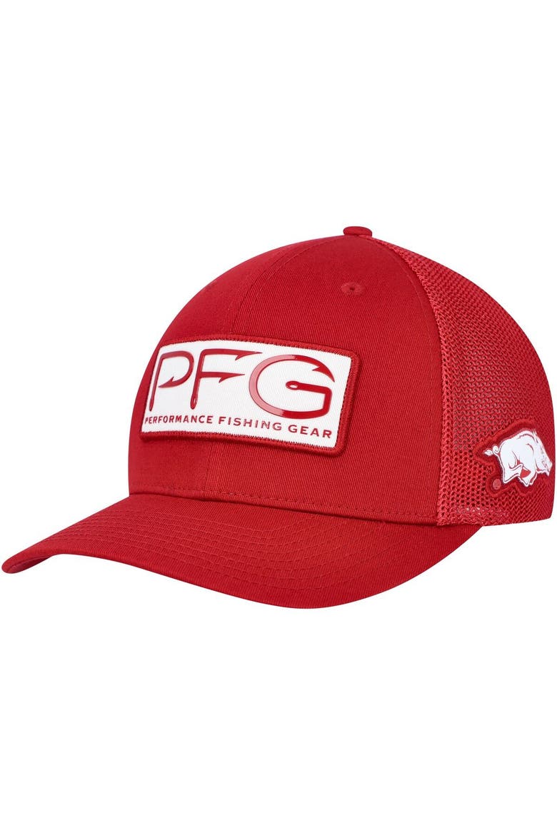 Men's Columbia Cardinal Arkansas Razorbacks PFG Hooks Flex Hat, Main, color, Cardinal