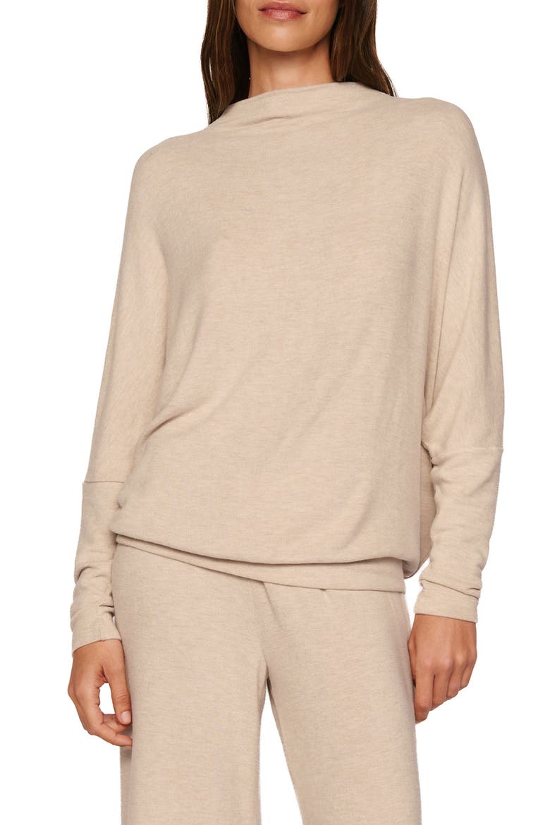 Cozy Time Mock Neck Pullover, Main, color, HEATHER FRENCH OAK