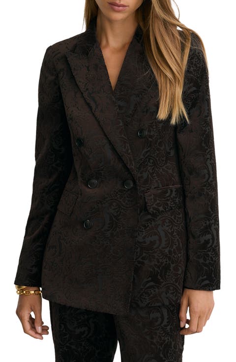 Ida Velvet Flocked Double Breasted Blazer
