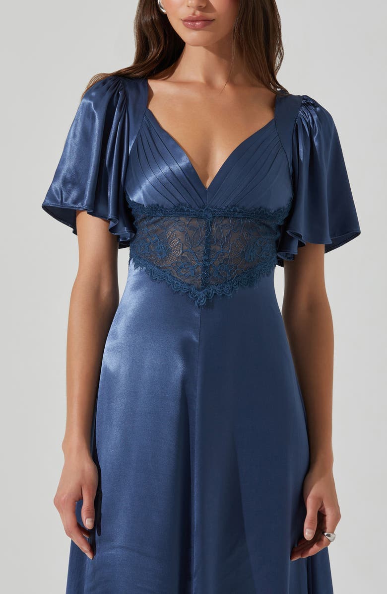 Aurelia Flutter Sleeve Lace & Satin Dress