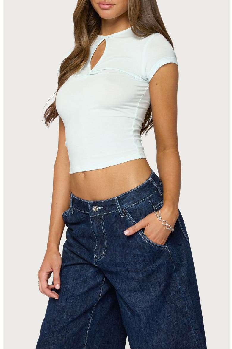 Posea Twist Keyhole Cutout T-Shirt, Alternate, color, LIGHT-BLUE