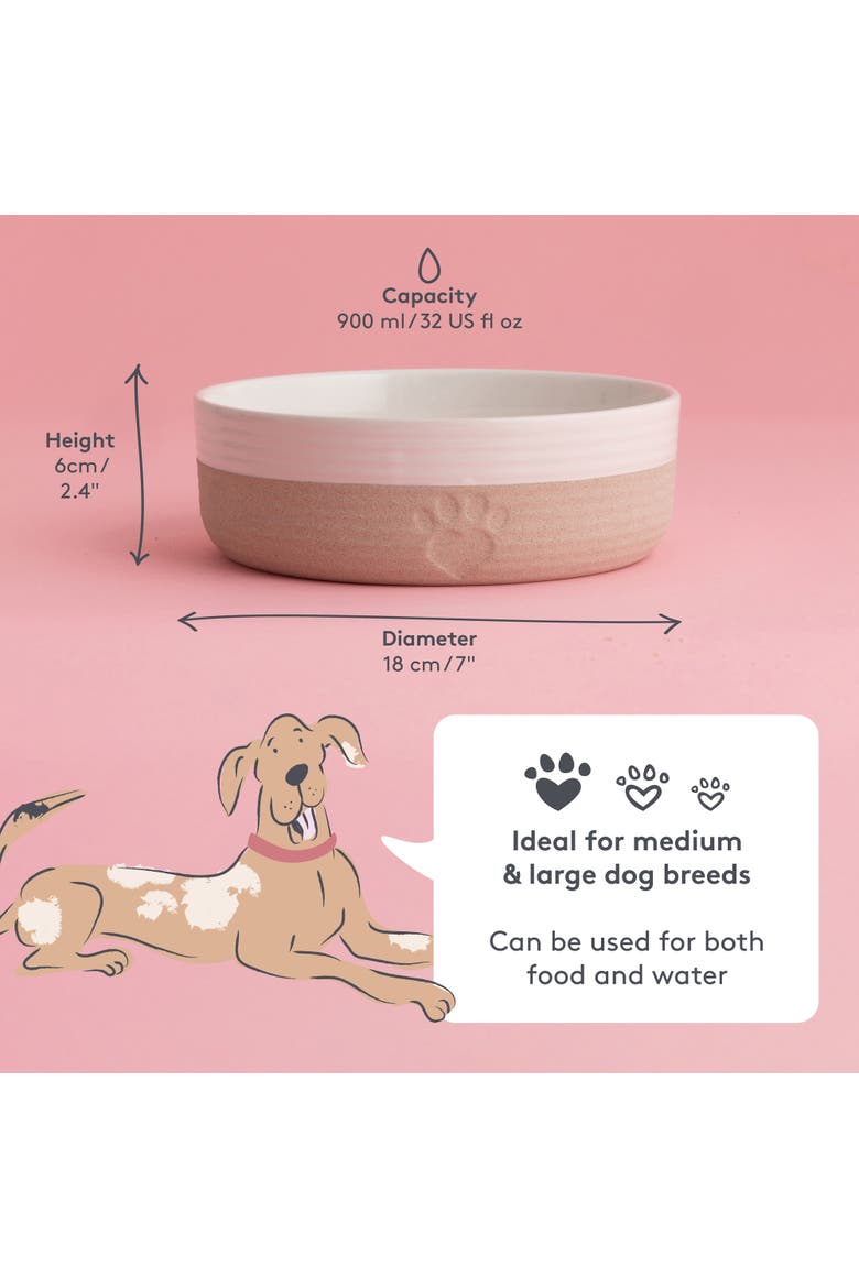 Heart Paw Pet Bowl, 7 Inch 32oz Cream & Tan, Alternate, color, Beige