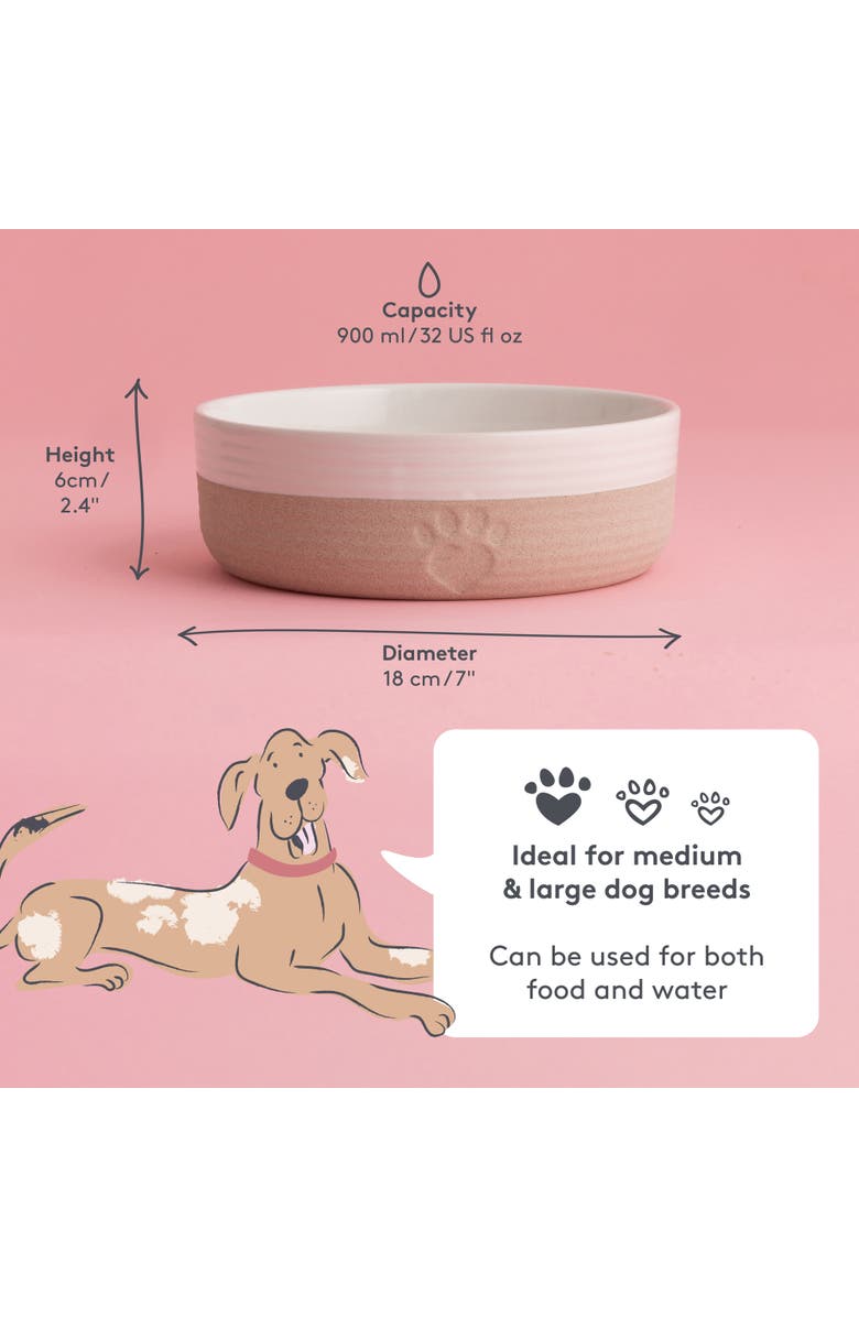 MASON CASH Heart Paw Pet Bowl, 7 Inch 32oz Cream & Tan, Alternate, color, Beige