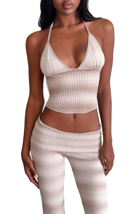 Marissa Stripe Knit Halter Cami