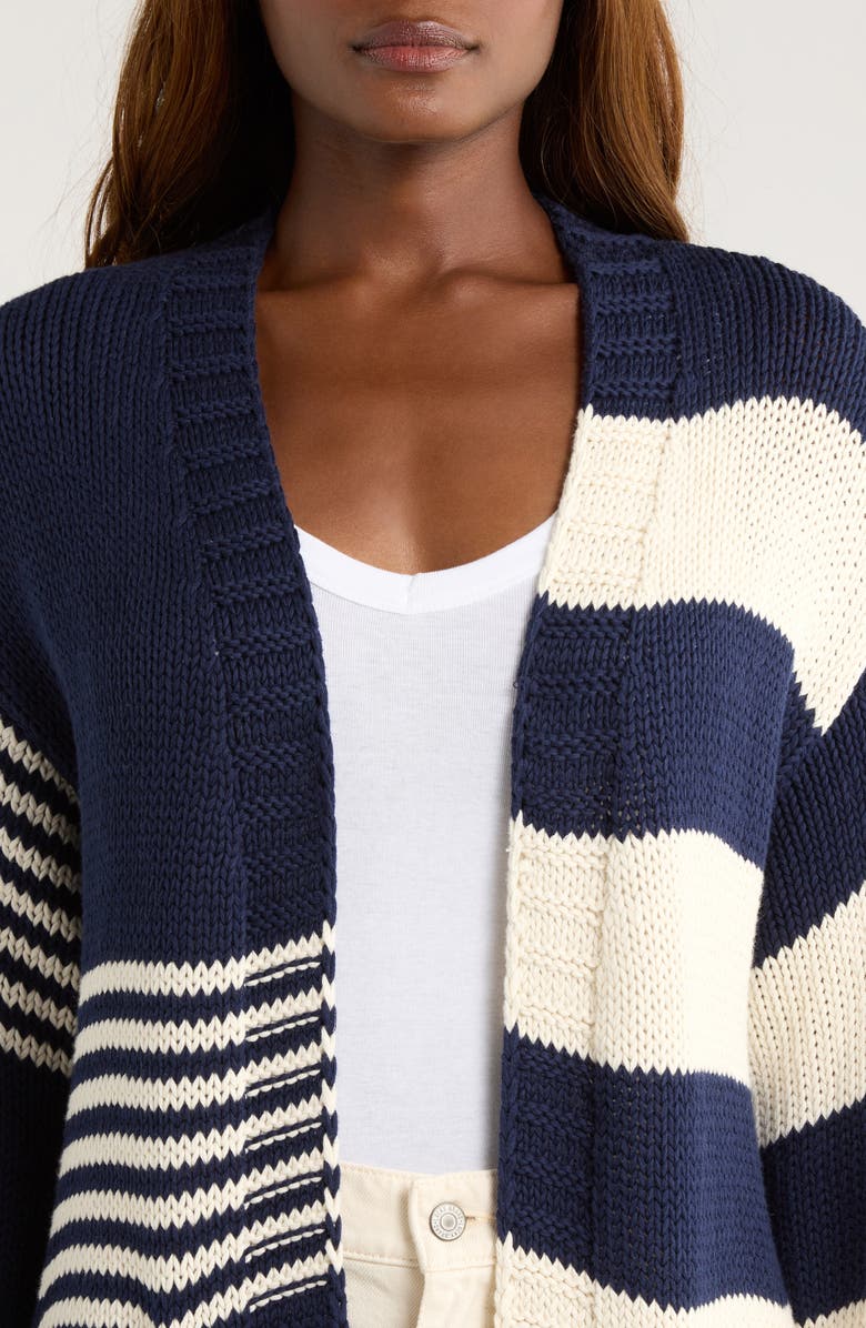 Tommy Bahama Boardwalk Stripe Cotton Open Front Cardigan, Alternate, color, Coastline