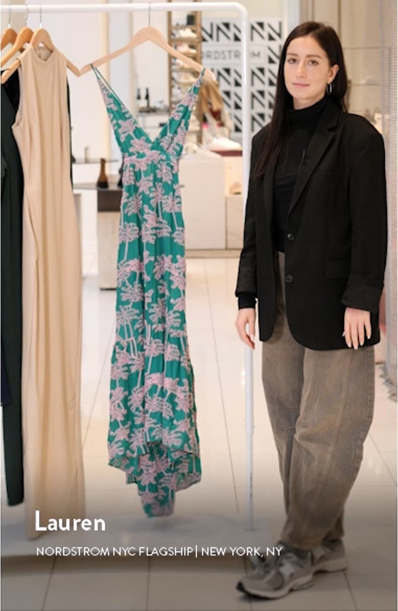 Embroidered Palms Moon Bay Cover-Up Maxi Dress, sales video thumbnail