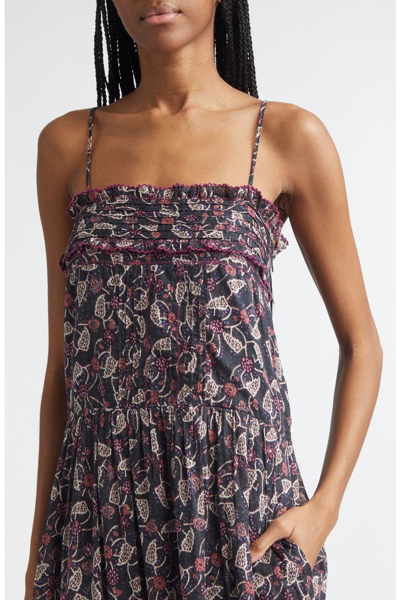 Demy Floral Print Sundress, Alternate, color, BLACK/ RASPBERRY