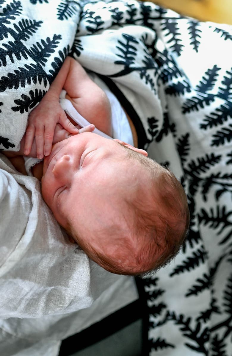 ETTA LOVES Plant Sensory Reversible 3-Layer Organic Cotton Muslin Blanket, Alternate, color, Plant Print Mixed