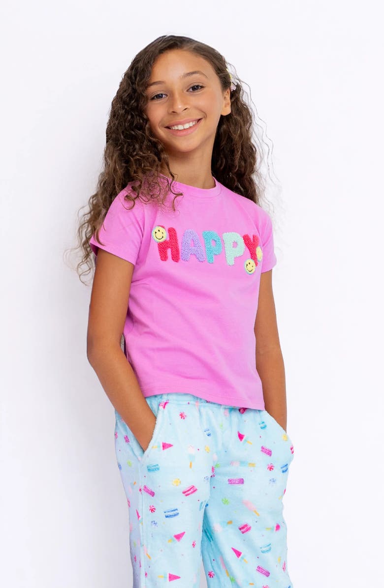 Preppy Goose Happy Applique Short Sleeve Tee, Alternate, color, Medium Pink