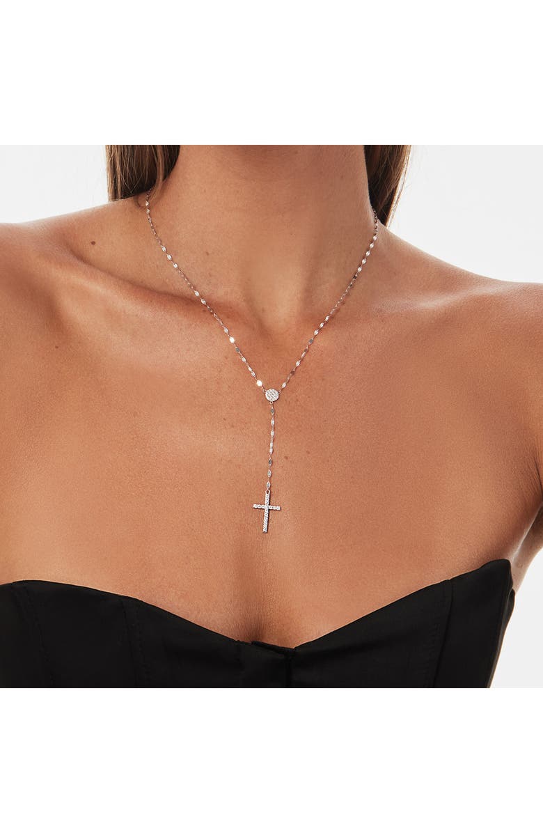 LANA 14K Gold Diamond Pavé Cross Pendant Necklace, Alternate, color, Rose Gold