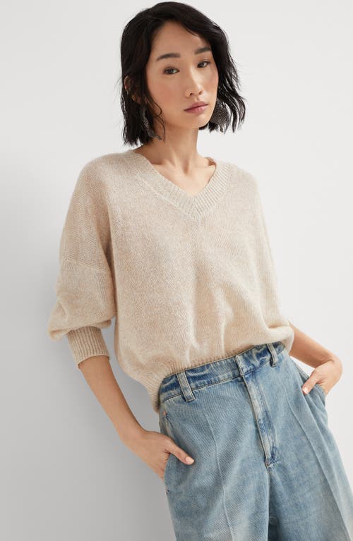 Brunello Cucinelli Women Mohair Sparkling Wool Sweater In Shell