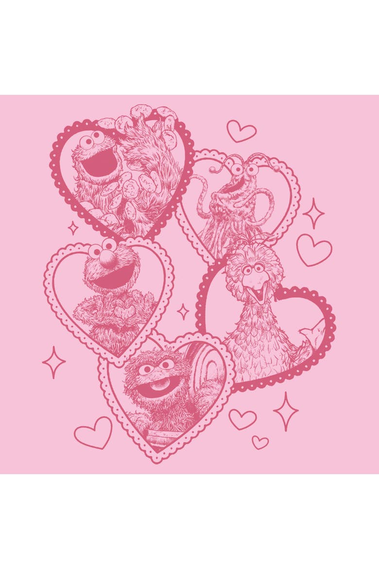 Mens Sesame Street Heart Framed Characters T Shirt, Alternate, color, Blossom