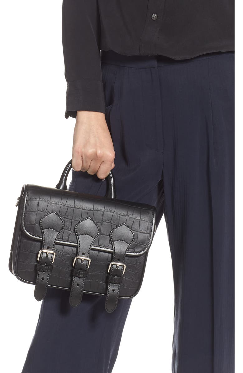 Mulberry & Acne Studios Matte Crocodile Embossed Leather Messenger Bag, Alternate, color,