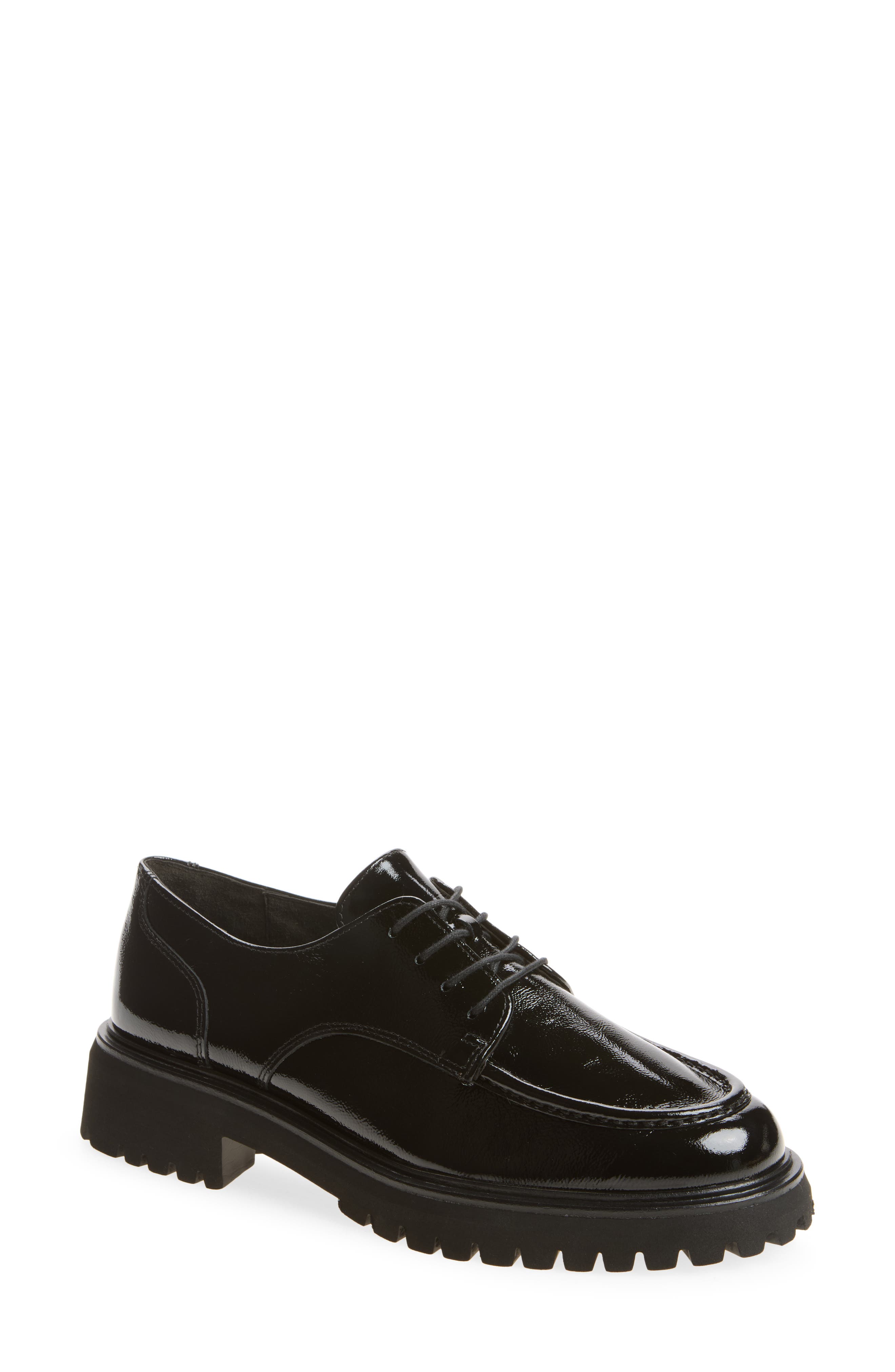 Felix Lug Leather Oxford, Main, color, BLACK CRINKLED PATENT