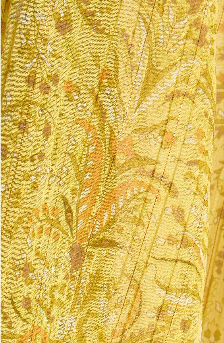 Santorelli RUE Long Sleeve Blouse with Ruffled Cuffs in Paisley Printed Crinkle Georgette, Alternate, color, Chamomile Multi