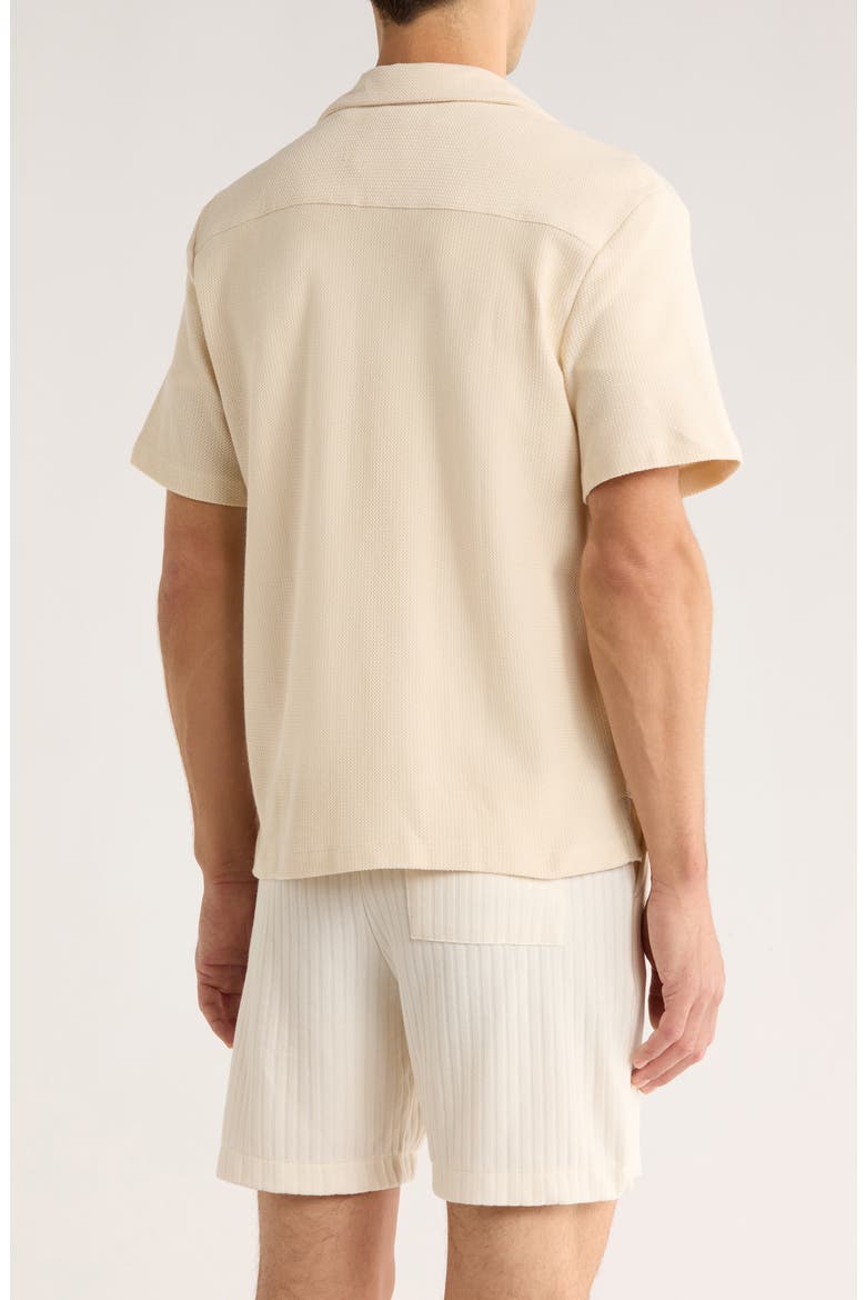 Relaxed Fit Textured Cotton Camp Shirt, Alternate, color, SAND